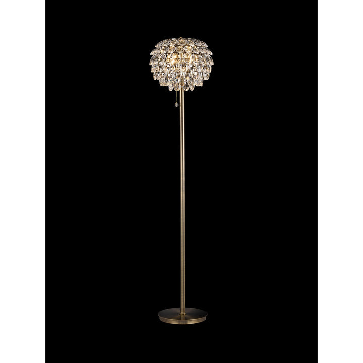 Diyas IL32837AB Coniston Floor Lamp 3 Light E14 Antique Brass/Crystal