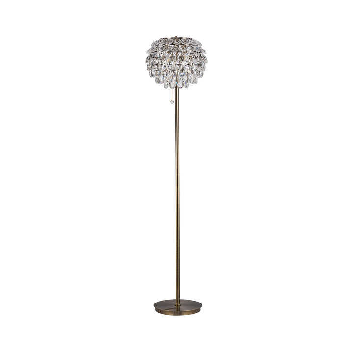 Diyas IL32837AB Coniston Floor Lamp 3 Light E14 Antique Brass/Crystal