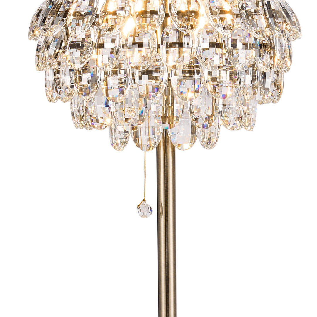 Diyas IL32837AB Coniston Floor Lamp 3 Light E14 Antique Brass/Crystal