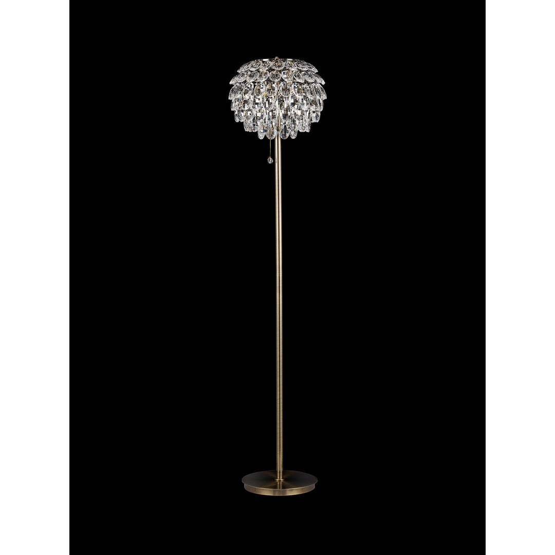 Diyas IL32837AB Coniston Floor Lamp 3 Light E14 Antique Brass/Crystal