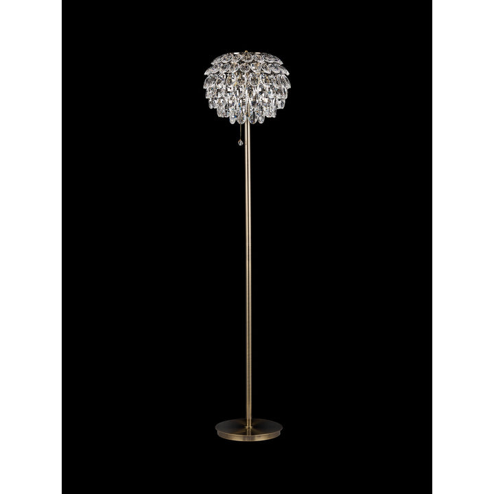 Diyas IL32837AB Coniston Floor Lamp 3 Light E14 Antique Brass/Crystal