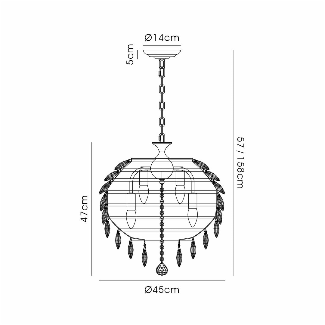 Diyas IL32804AB Coniston Pendant 6 Light E14 Antique Brass/Crystal