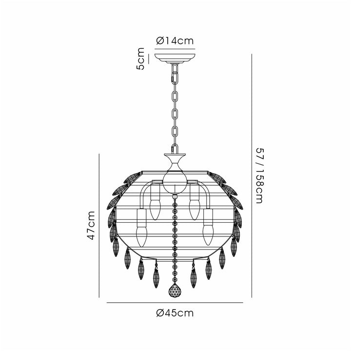 Diyas IL32804AB Coniston Pendant 6 Light E14 Antique Brass/Crystal