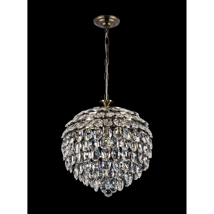 Diyas IL32804AB Coniston Pendant 6 Light E14 Antique Brass/Crystal