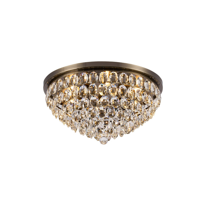 Diyas IL32817AB Coniston Flush Ceiling 6 Light E14 Antique Brass/Crystal