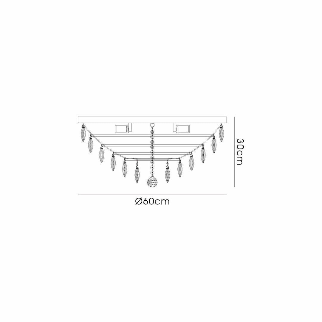 Diyas IL32817AB Coniston Flush Ceiling 6 Light E14 Antique Brass/Crystal