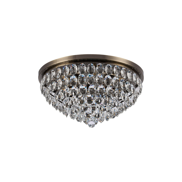 Diyas IL32817AB Coniston Flush Ceiling 6 Light E14 Antique Brass/Crystal