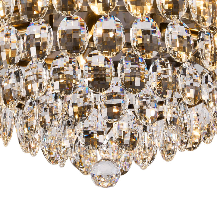 Diyas IL32817AB Coniston Flush Ceiling 6 Light E14 Antique Brass/Crystal