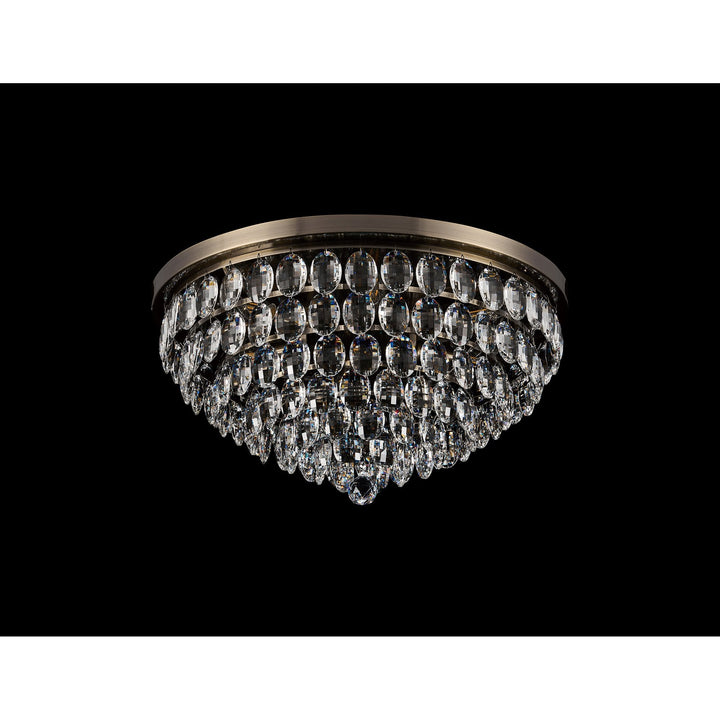 Diyas IL32817AB Coniston Flush Ceiling 6 Light E14 Antique Brass/Crystal