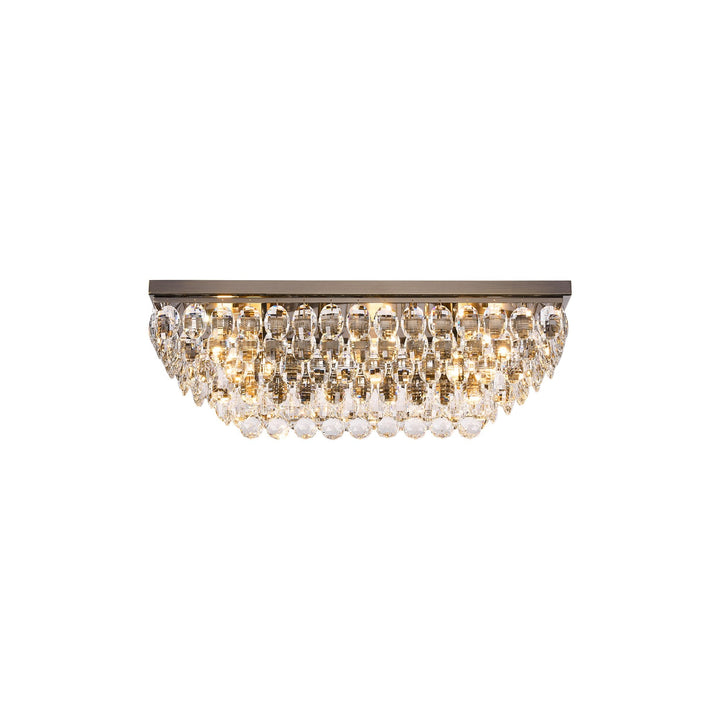 Diyas IL32826AB Coniston Linear Flush Ceiling 5 Light E14 Antique Brass/Crystal