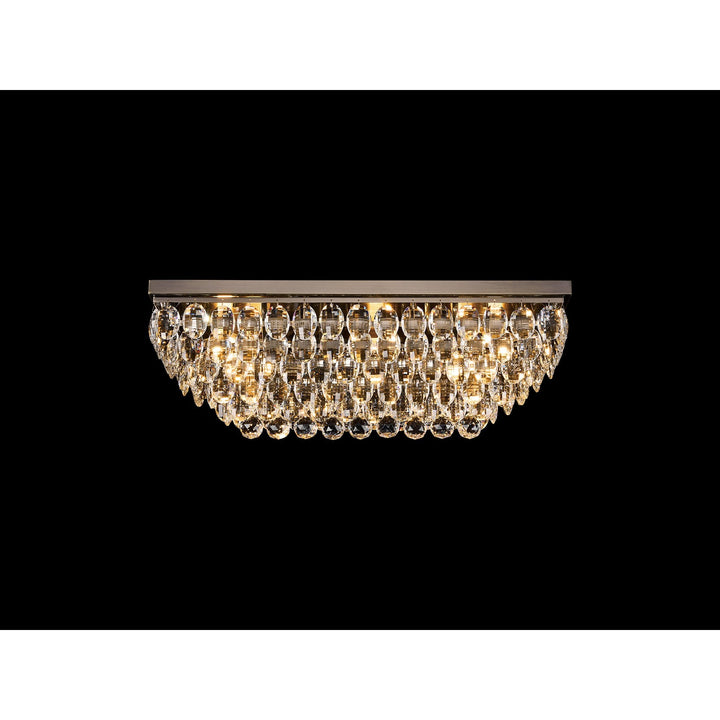 Diyas IL32826AB Coniston Linear Flush Ceiling 5 Light E14 Antique Brass/Crystal