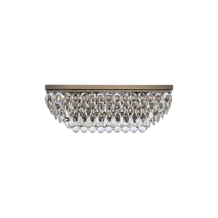 Diyas IL32826AB Coniston Linear Flush Ceiling 5 Light E14 Antique Brass/Crystal