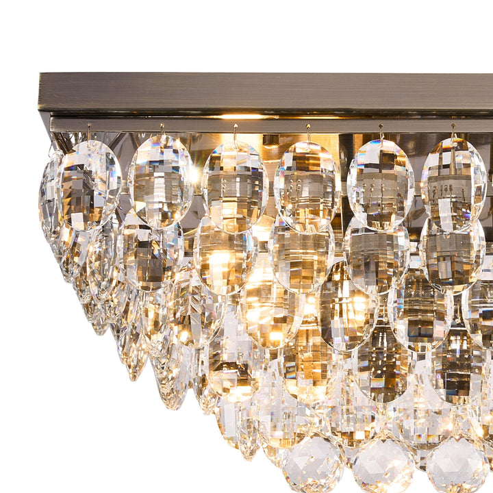 Diyas IL32826AB Coniston Linear Flush Ceiling 5 Light E14 Antique Brass/Crystal