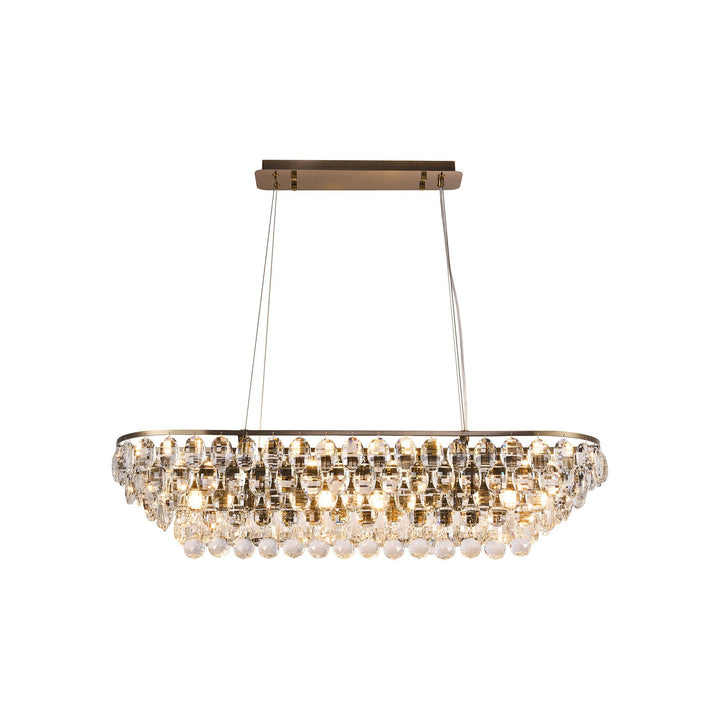 Diyas IL32821AB Coniston Linear Pendant 8 Light E14 Antique Brass/Crystal