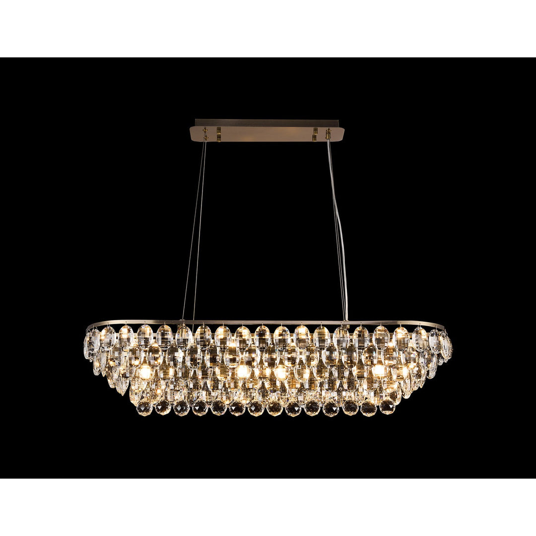 Diyas IL32821AB Coniston Linear Pendant 8 Light E14 Antique Brass/Crystal