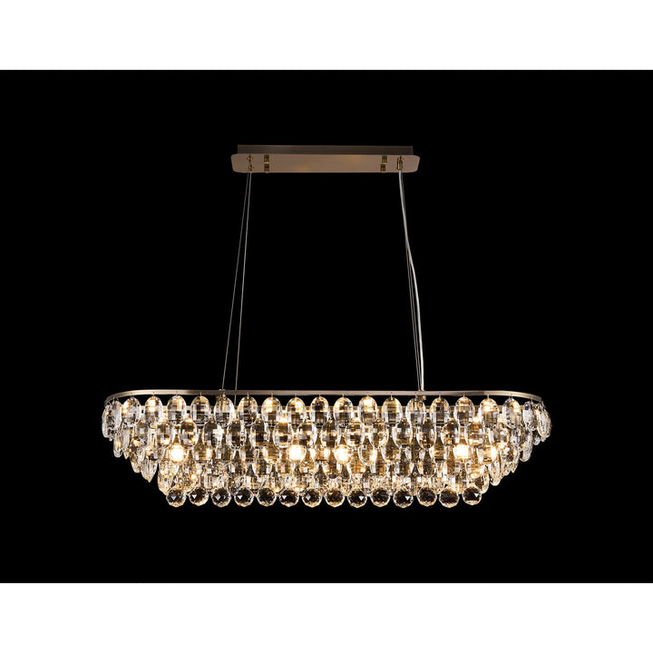 Diyas IL32821AB Coniston Linear Pendant 8 Light E14 Antique Brass/Crystal