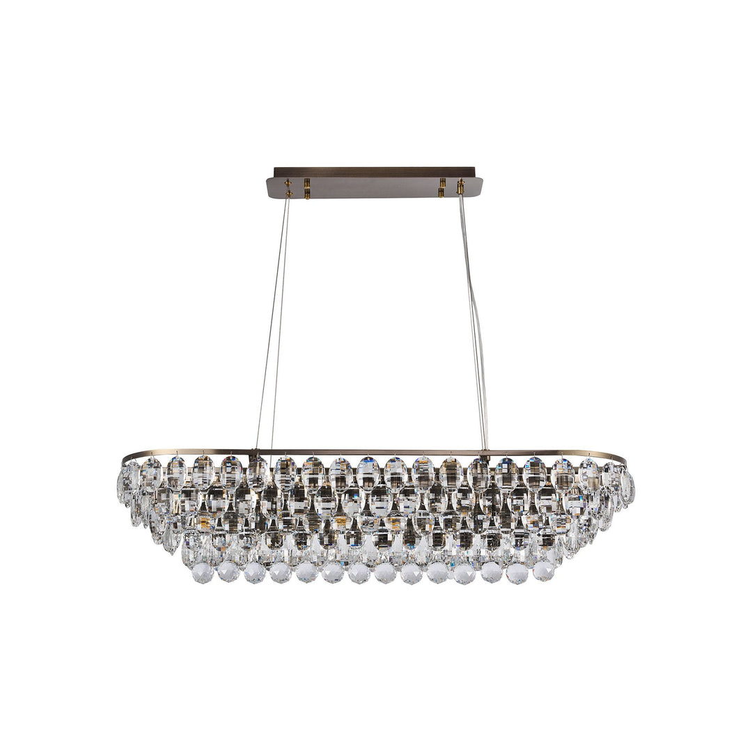 Diyas IL32821AB Coniston Linear Pendant 8 Light E14 Antique Brass/Crystal