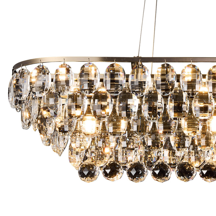 Diyas IL32821AB Coniston Linear Pendant 8 Light E14 Antique Brass/Crystal