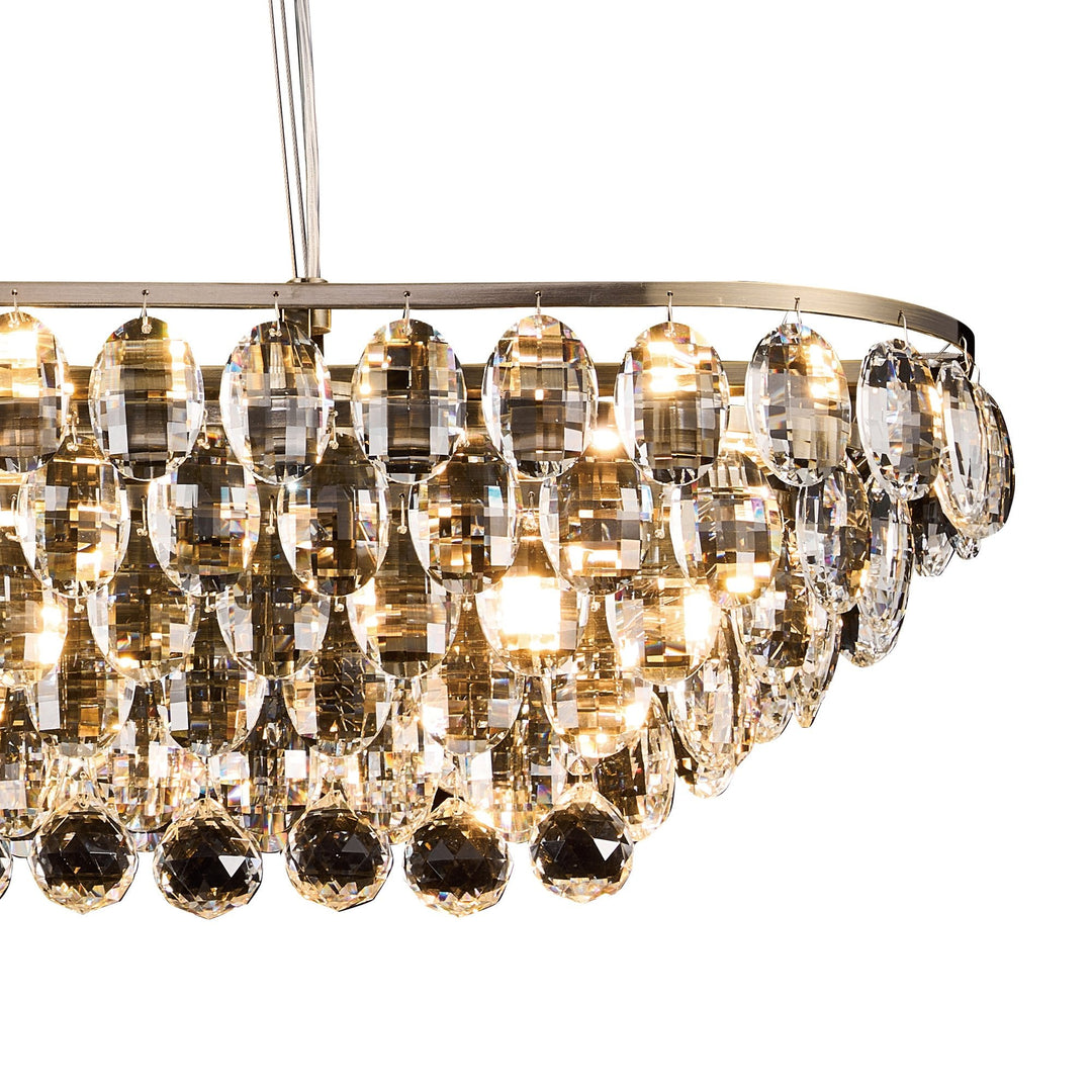 Diyas IL32821AB Coniston Linear Pendant 8 Light E14 Antique Brass/Crystal