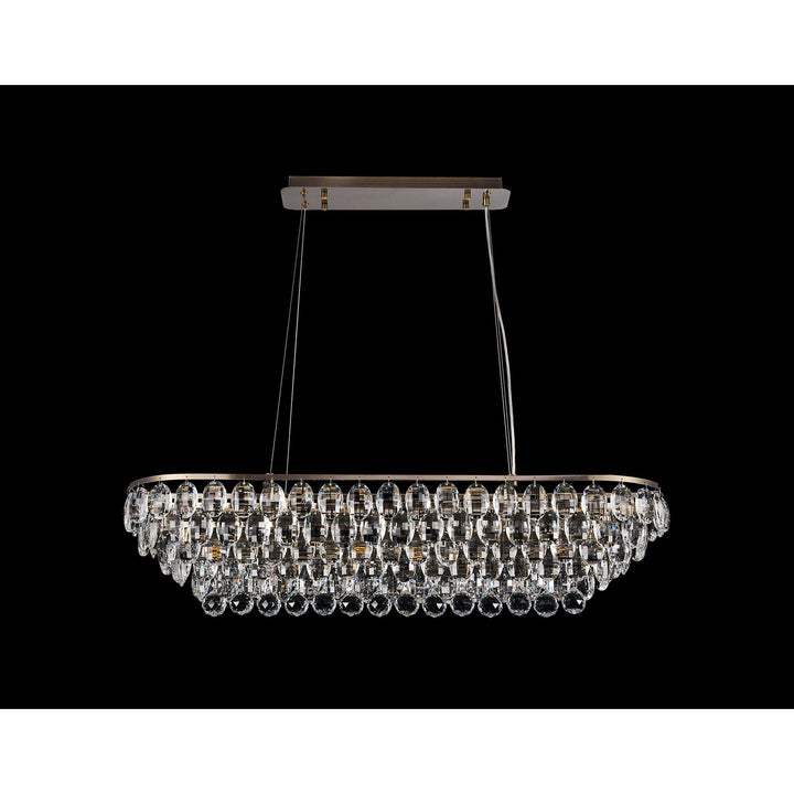 Diyas IL32821AB Coniston Linear Pendant 8 Light E14 Antique Brass/Crystal