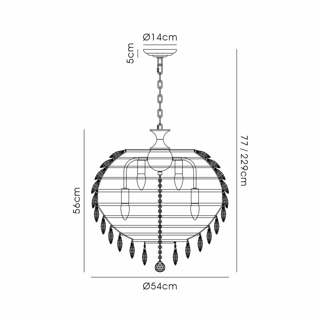 Diyas IL32805AB Coniston Pendant 9 Light E14 Antique Brass/Crystal