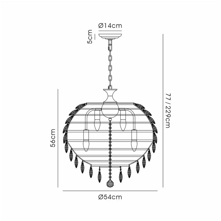 Diyas IL32805AB Coniston Pendant 9 Light E14 Antique Brass/Crystal