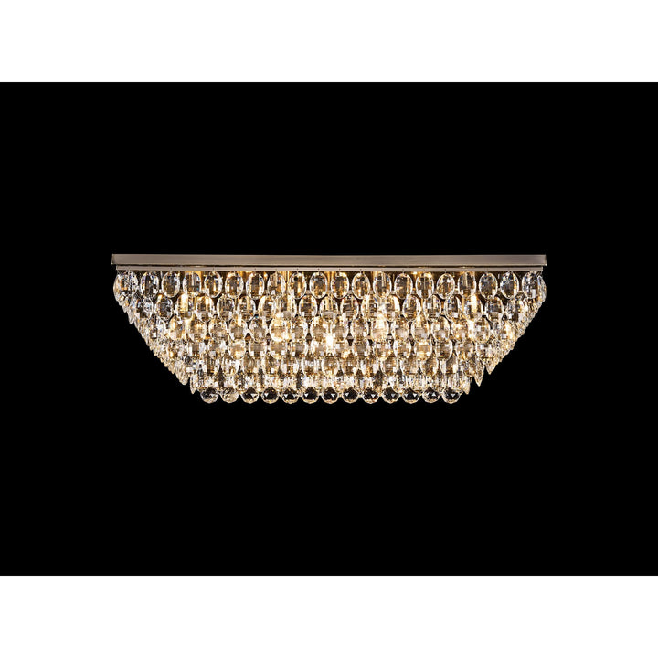 Diyas IL32827AB Coniston Linear Flush Ceiling 11 Light E14 Antique Brass/Crystal