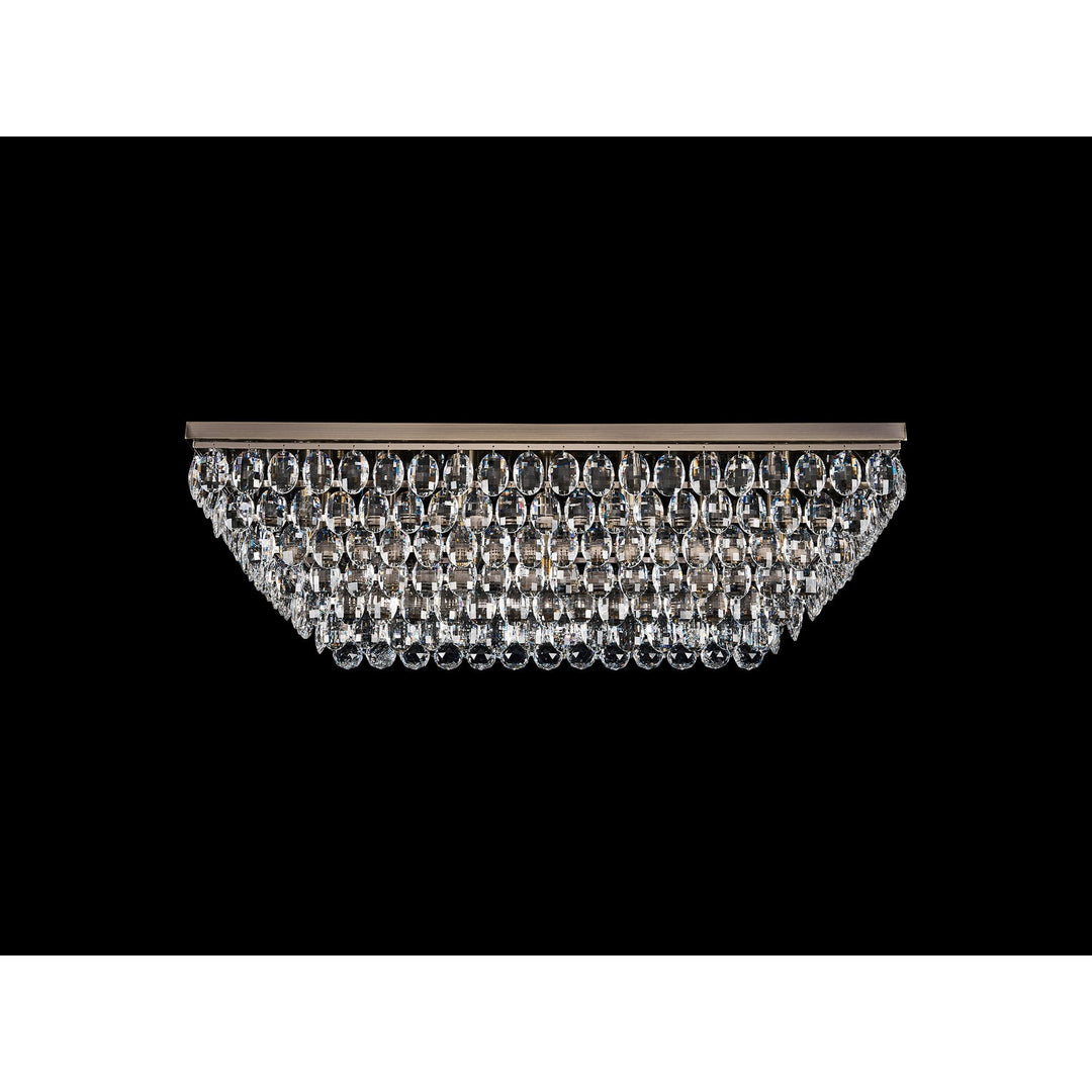 Diyas IL32827AB Coniston Linear Flush Ceiling 11 Light E14 Antique Brass/Crystal