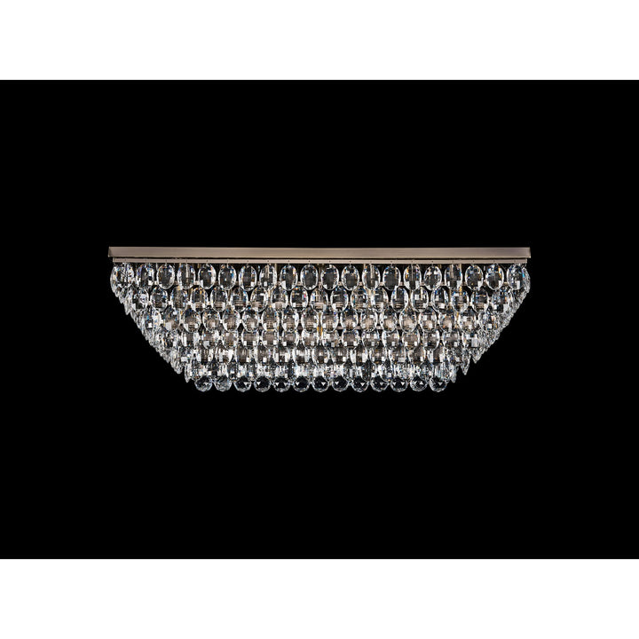 Diyas IL32827AB Coniston Linear Flush Ceiling 11 Light E14 Antique Brass/Crystal