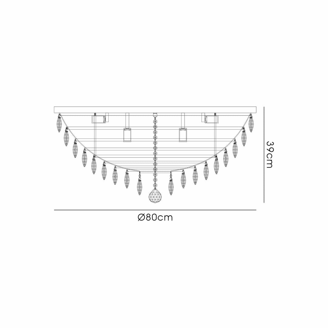 Diyas IL32818AB Coniston Flush Ceiling 12 Light E14 Antique Brass/Crystal