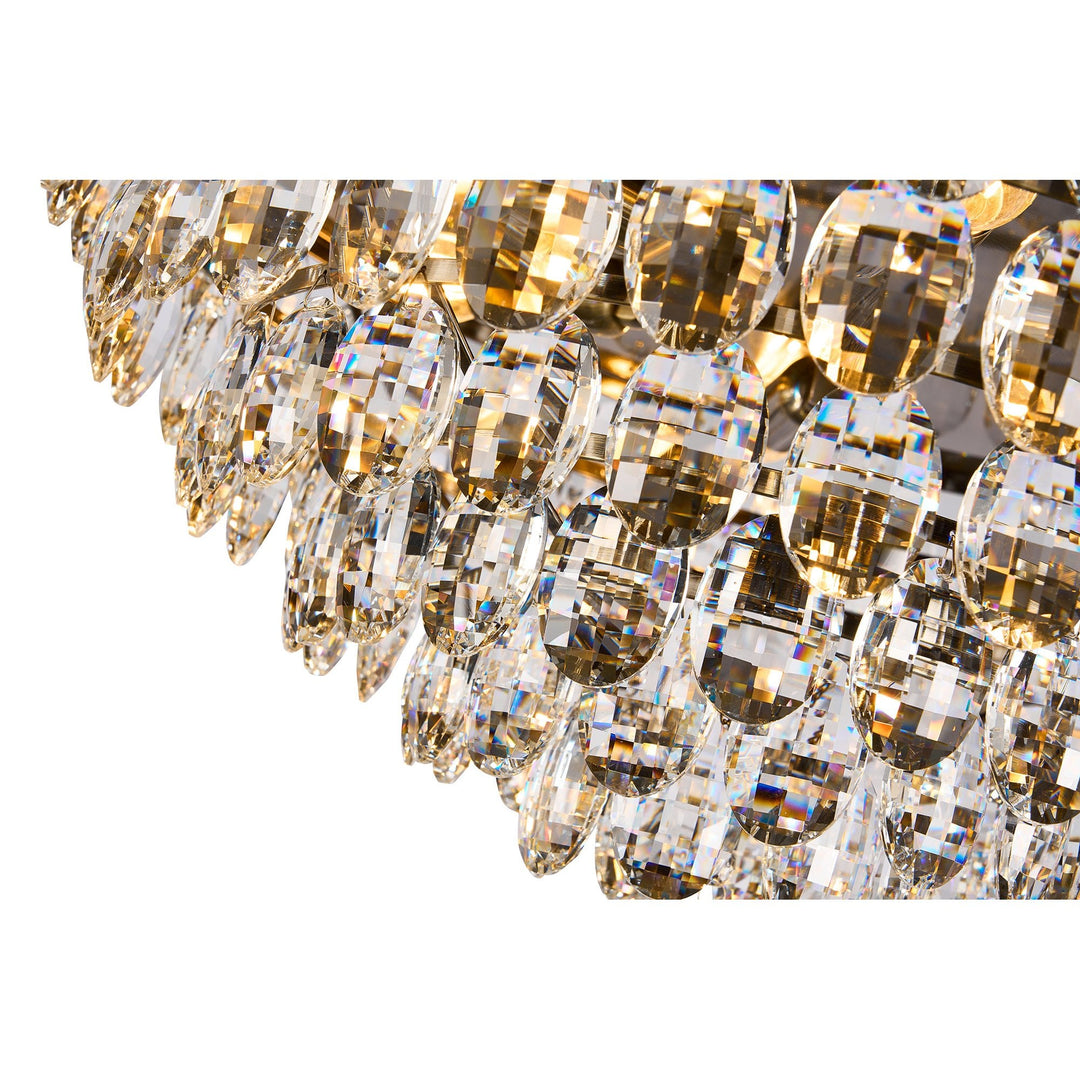 Diyas IL32818AB Coniston Flush Ceiling 12 Light E14 Antique Brass/Crystal