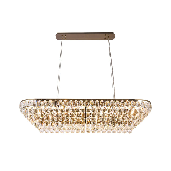 Diyas IL32823AB Coniston Linear Pendant 14 Light E14 Antique Brass/Crystal