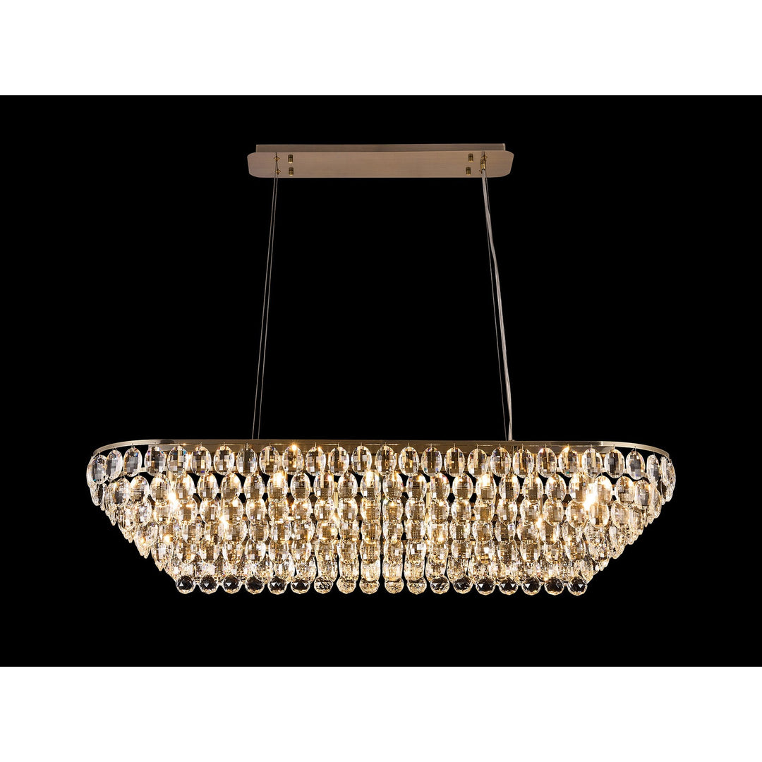 Diyas IL32823AB Coniston Linear Pendant 14 Light E14 Antique Brass/Crystal