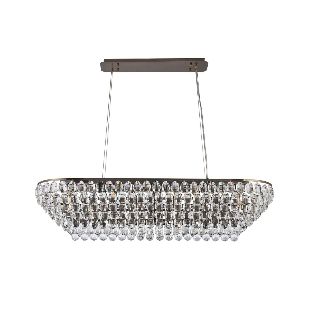 Diyas IL32823AB Coniston Linear Pendant 14 Light E14 Antique Brass/Crystal