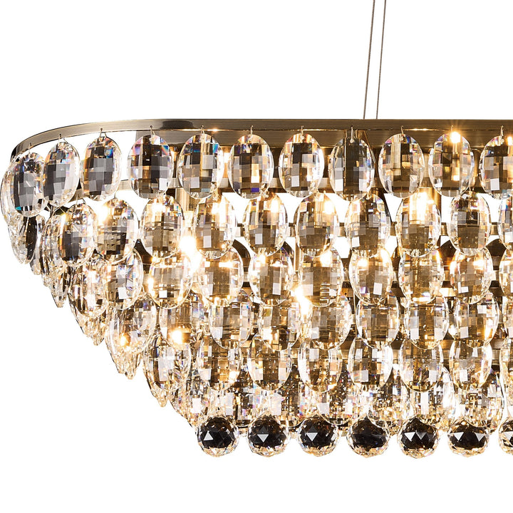 Diyas IL32823AB Coniston Linear Pendant 14 Light E14 Antique Brass/Crystal