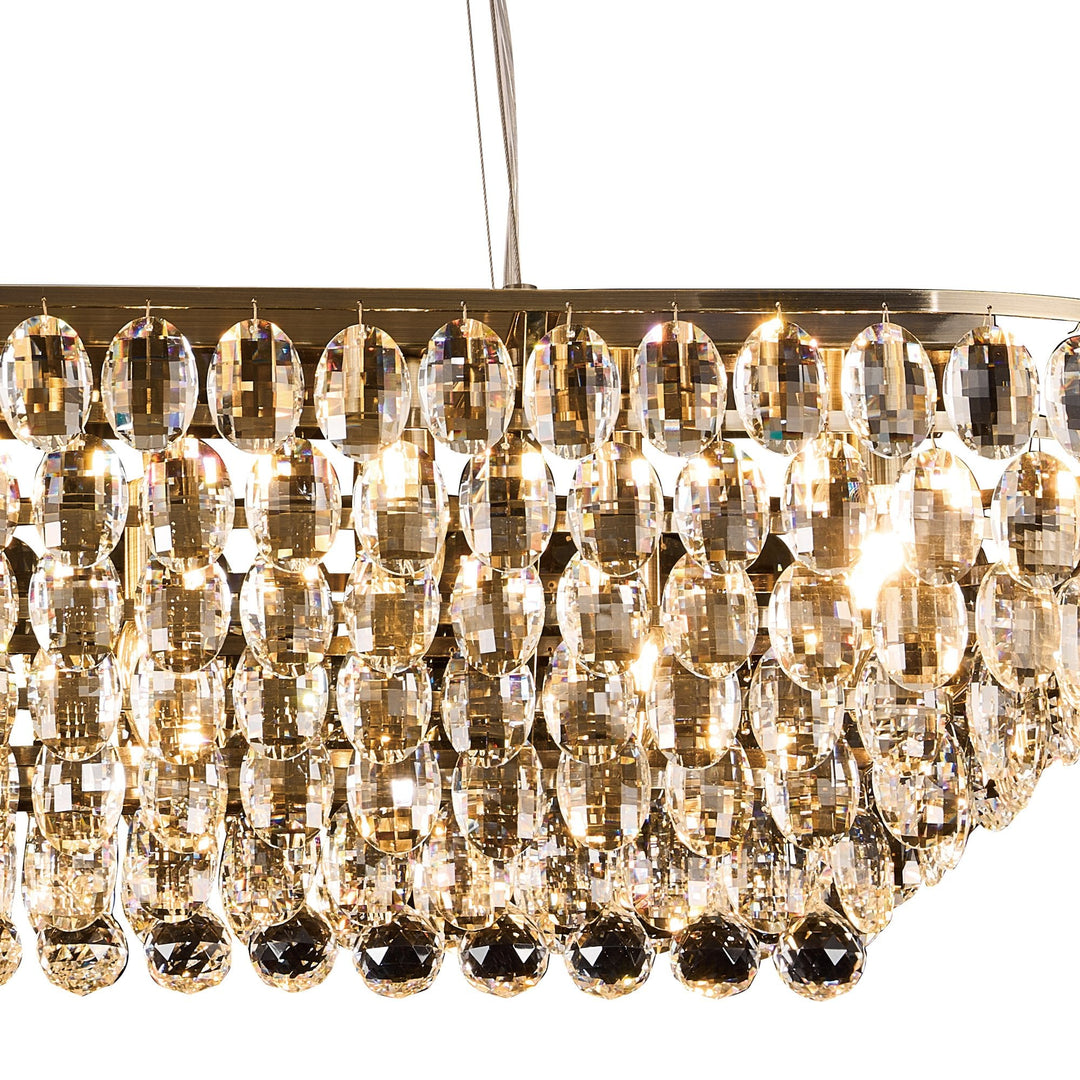 Diyas IL32823AB Coniston Linear Pendant 14 Light E14 Antique Brass/Crystal