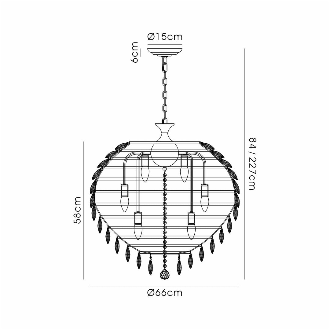 Diyas IL32810AB Coniston Pendant 12 Light E14 Antique Brass/Crystal