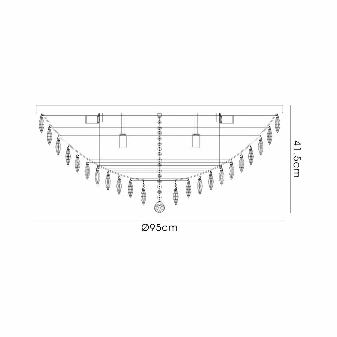 Diyas IL32819AB Coniston Flush Ceiling 15 Light E14 Antique Brass/Crystal