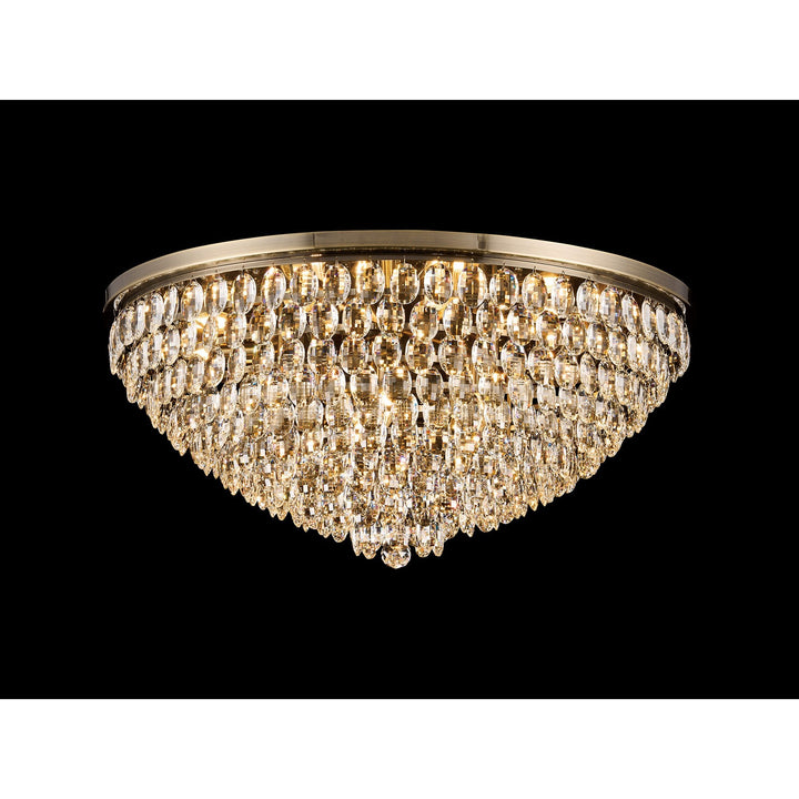 Diyas IL32819AB Coniston Flush Ceiling 15 Light E14 Antique Brass/Crystal