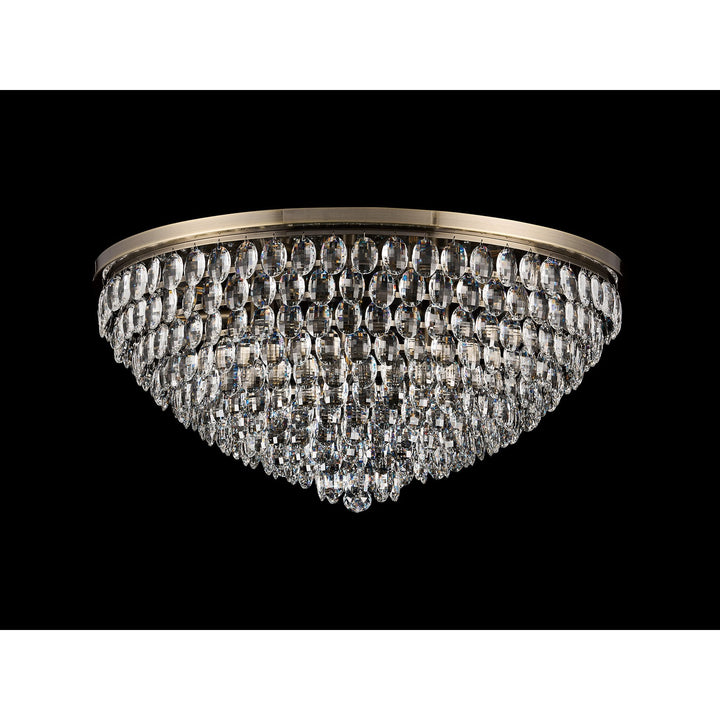 Diyas IL32819AB Coniston Flush Ceiling 15 Light E14 Antique Brass/Crystal