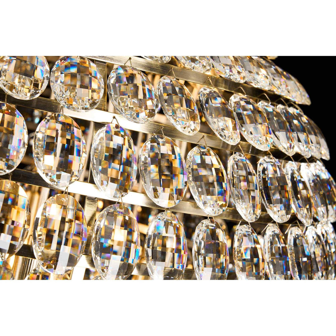 Diyas IL32819AB Coniston Flush Ceiling 15 Light E14 Antique Brass/Crystal