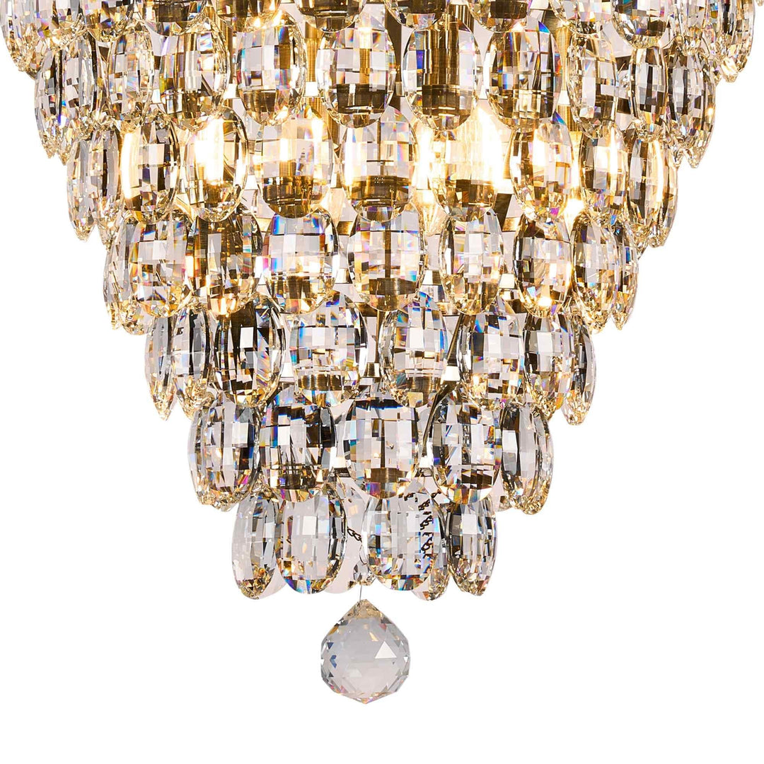 Diyas IL32886AB Coniston Acorn Pendant 16 Light E14 Antique Brass/Crystal