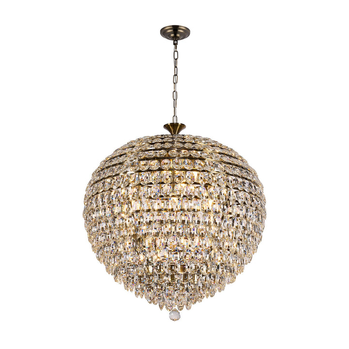 Diyas IL32811AB Coniston Pendant 16 Light E14 Antique Brass/Crystal