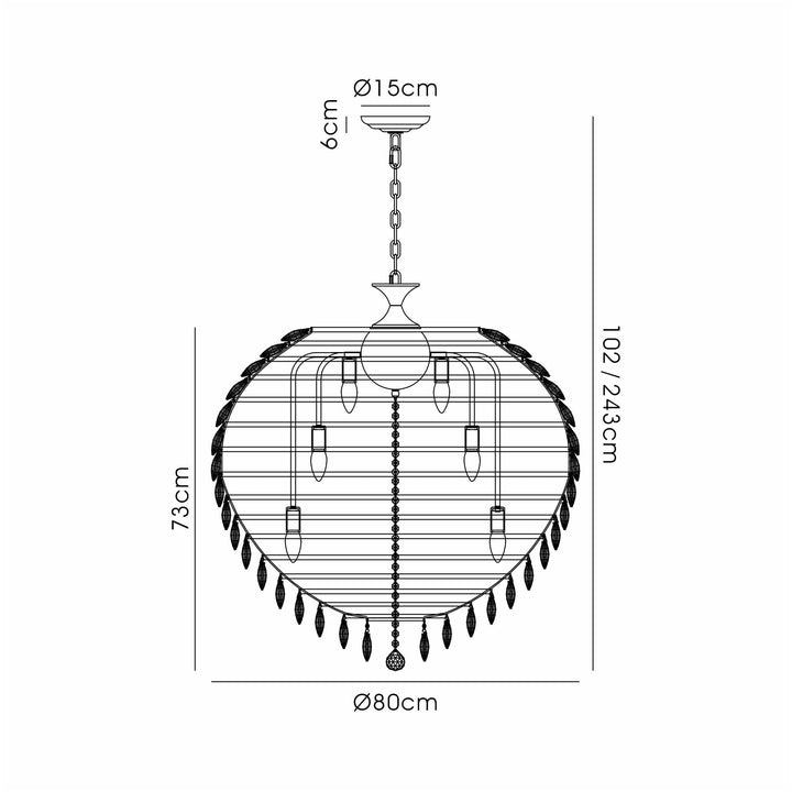 Diyas IL32811AB Coniston Pendant 16 Light E14 Antique Brass/Crystal