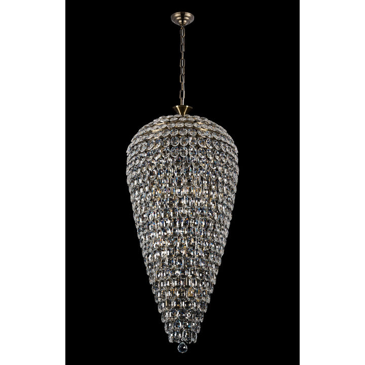 Diyas IL32887AB Coniston Tall Acorn Pendant 20 Light E14 Antique Brass/Crystal