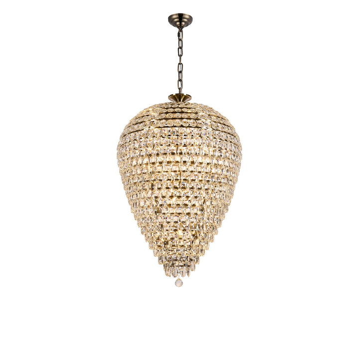 Diyas IL32888AB Coniston Acorn Pendant 25 Light E14 Antique Brass/Crystal