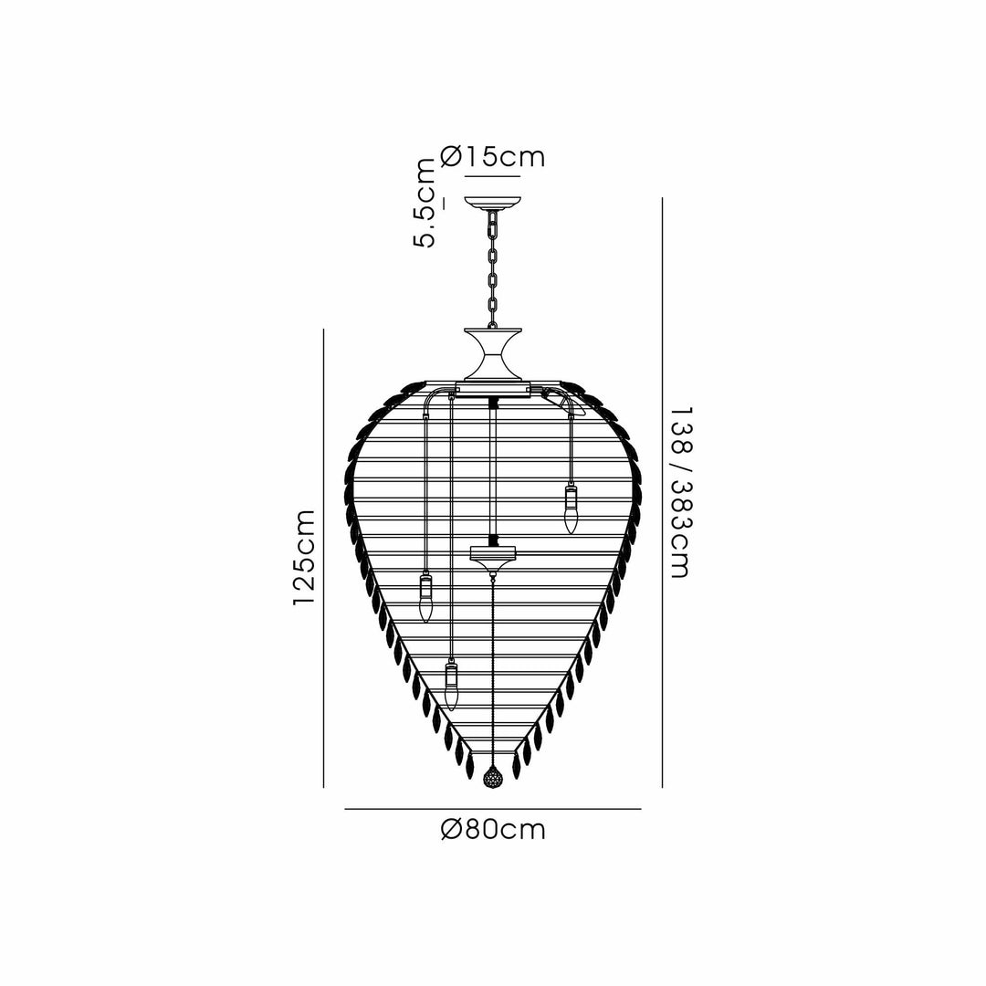 Diyas IL32888AB Coniston Acorn Pendant 25 Light E14 Antique Brass/Crystal