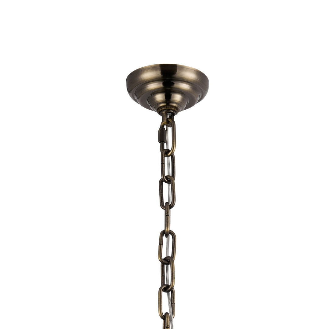 Diyas IL32888AB Coniston Acorn Pendant 25 Light E14 Antique Brass/Crystal