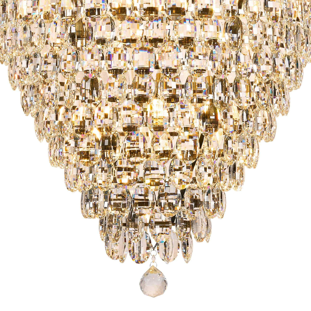 Diyas IL32888AB Coniston Acorn Pendant 25 Light E14 Antique Brass/Crystal