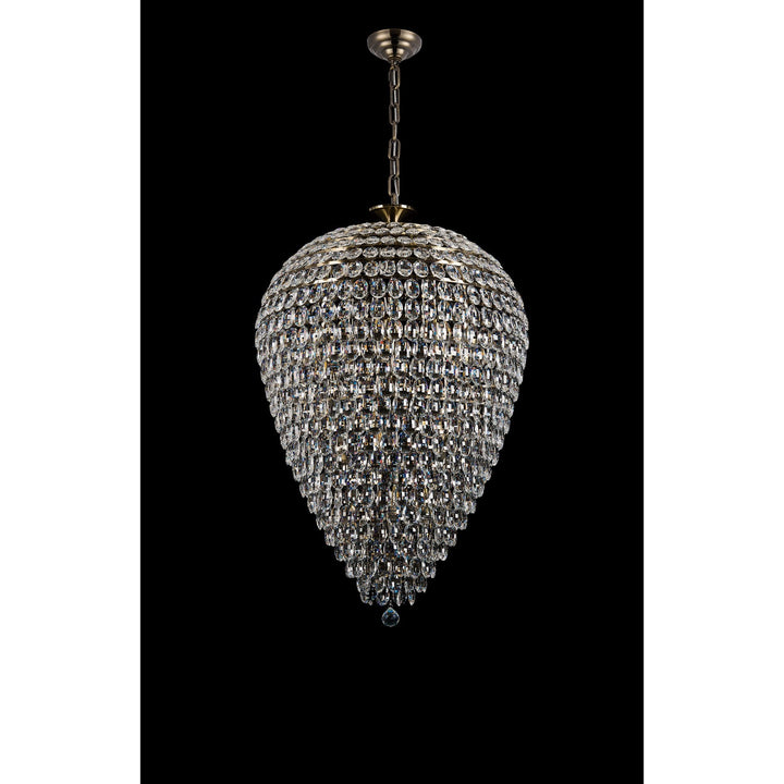 Diyas IL32888AB Coniston Acorn Pendant 25 Light E14 Antique Brass/Crystal